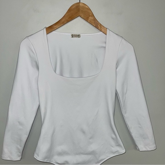 Intimately Free People Bodysuit Size XS Ivory Long Sleeves "Truth or Square" - Picture 4 of 16